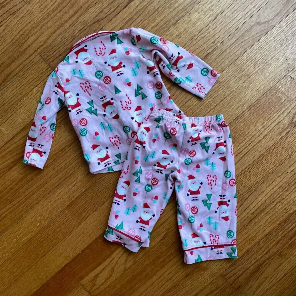 Just One You by Carter's 12M Pink Girl Santa 2pc Pjs Candy Xmas Cute